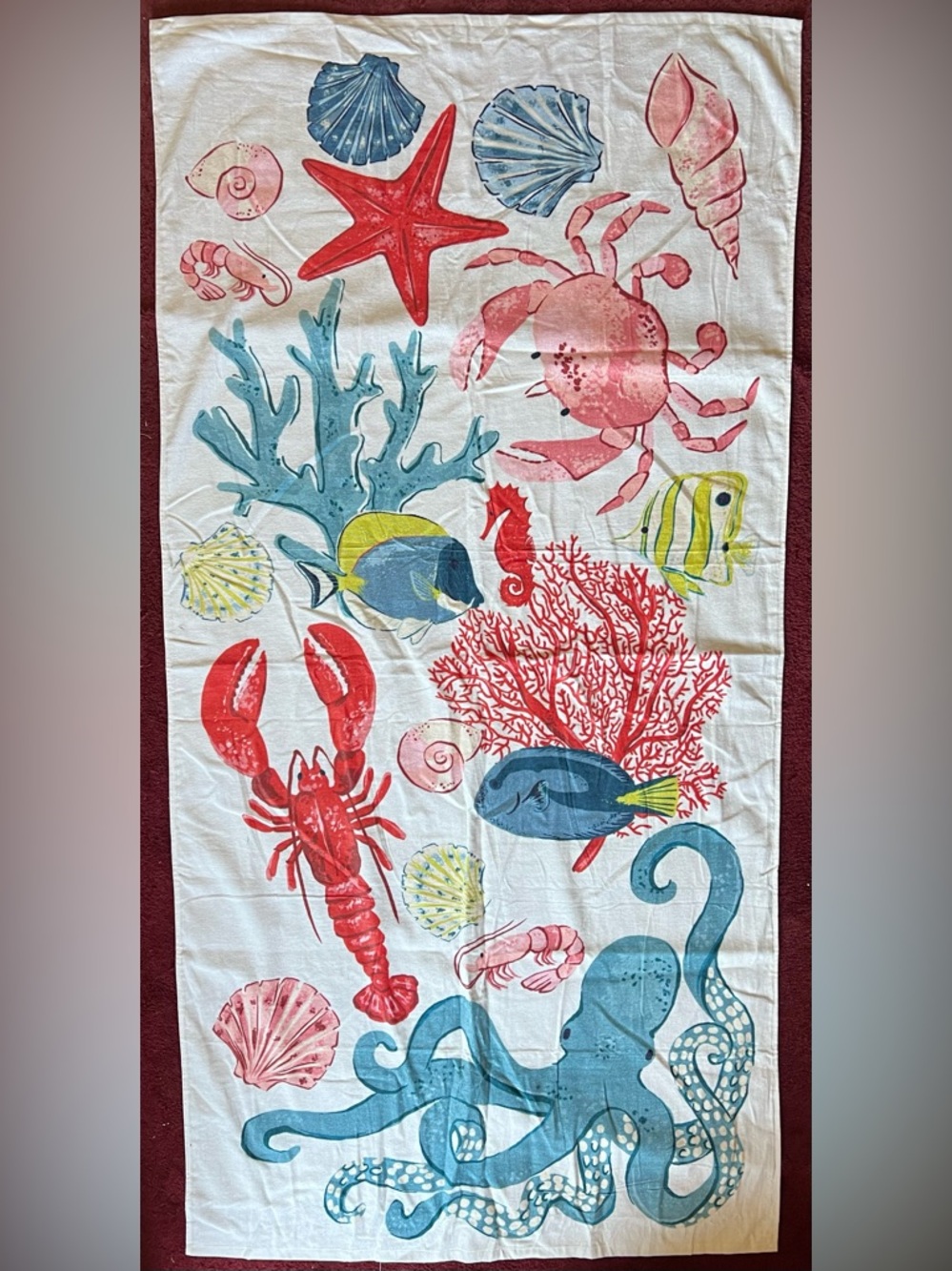 Ocean Life Themed Beach Towel
